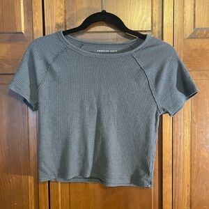 American Eagle AE Waffle Knit Crop Top Baby Tee